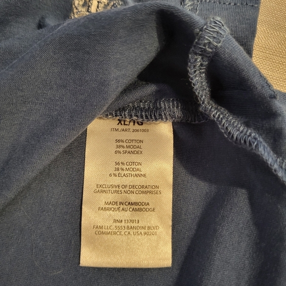 NEW-Banana Republic Blue V-Neck Tee, Size XL - Picture 4 of 5